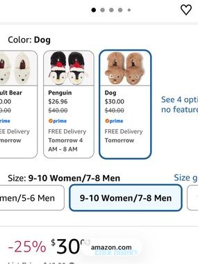 dearfoams unisex Plush Dog Slippers - Brown & Crea